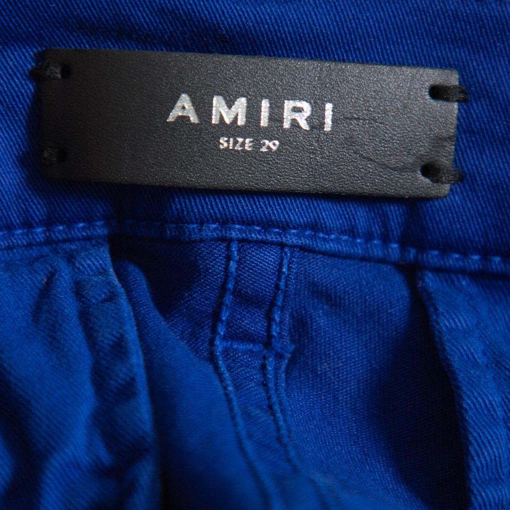 Amiri Navy Blue Cotton Side Stripe Detail Cargo Pants S In Excellent Condition In Dubai, Al Qouz 2