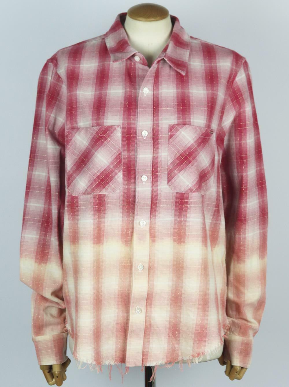 AMIRI's shirt looks as though it's been dipped in bleach - fitting for a brand inspired by punk kids who hung outside West Hollywood's The Viper Room, it's made from checked cotton-flannel in a slim silhouette and has a frayed hem for a distressed