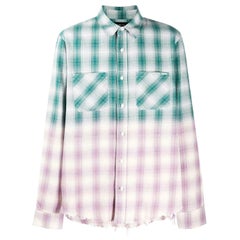 Amiri Ombre Metallic Plaid Cotton Flannel Shirt