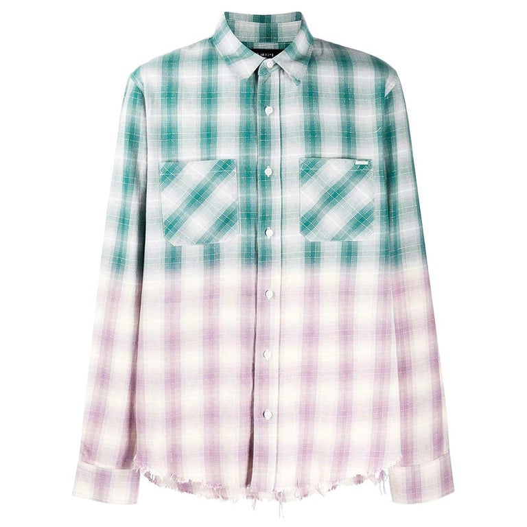 Amiri Ombre Metallic Plaid Cotton Flannel Shirt For Sale at 1stDibs