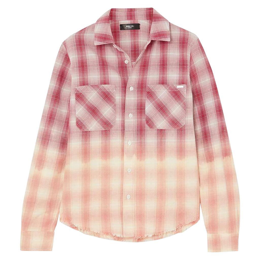 Amiri Ombré Metallic Plaid Cotton Flannel Shirt