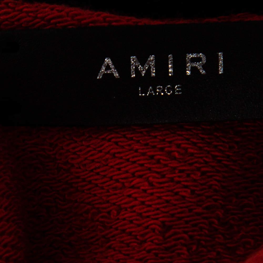 Men's Amiri Orange Star Circle Embroidered Cotton Hoodie L For Sale