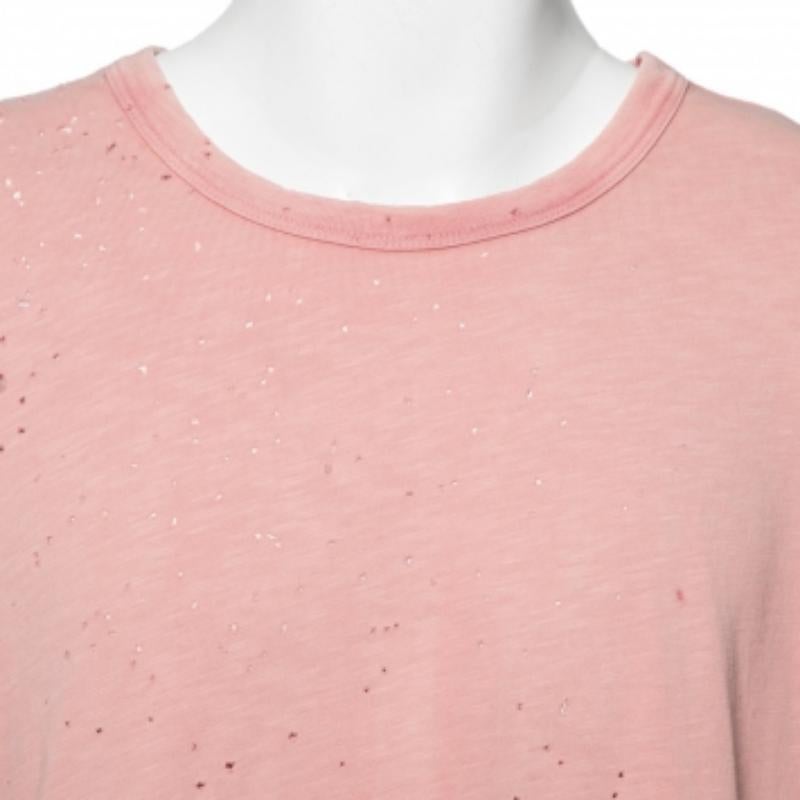 Camiseta de manga corta de cuello redondo de algodón lavado rosa Amiri S en Bueno estado para la venta en Dubai, Al Qouz 2
