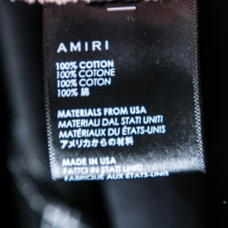De los hombres Camiseta de manga corta de cuello redondo de algodón lavado rosa Amiri S en venta