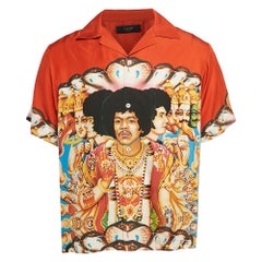 Amiri Camisa de manga corta de seda con estampado Jimi Hendrix Rojo M