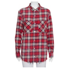 Amiri Red Plaided Flannel Studded Star Detail Shirt M
