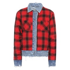 Amiri Reversible Checked Cotton Flannel and Denim Bomber Jacket