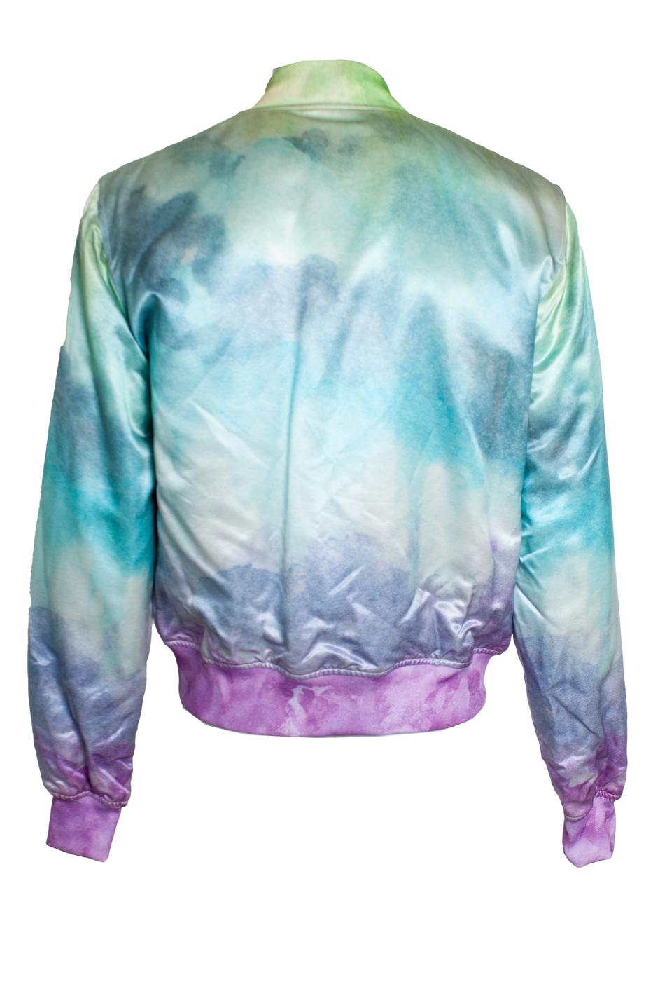 Amiri, Bomberjacke aus aquarellierter Seide (Blau) im Angebot