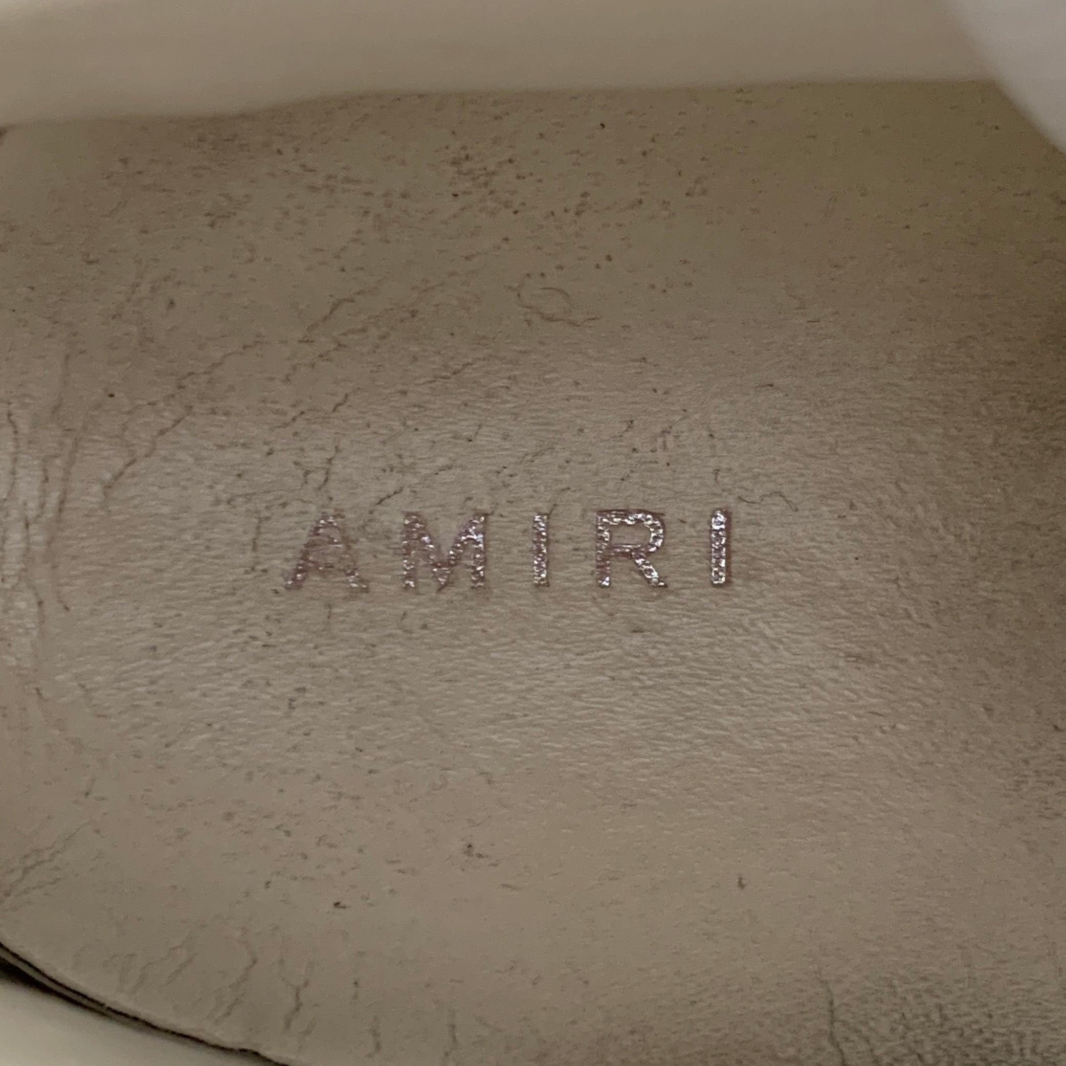 AMIRI Size 11 White Brown Animal Print Faux Fur Leather High Top Sneakers For Sale 2