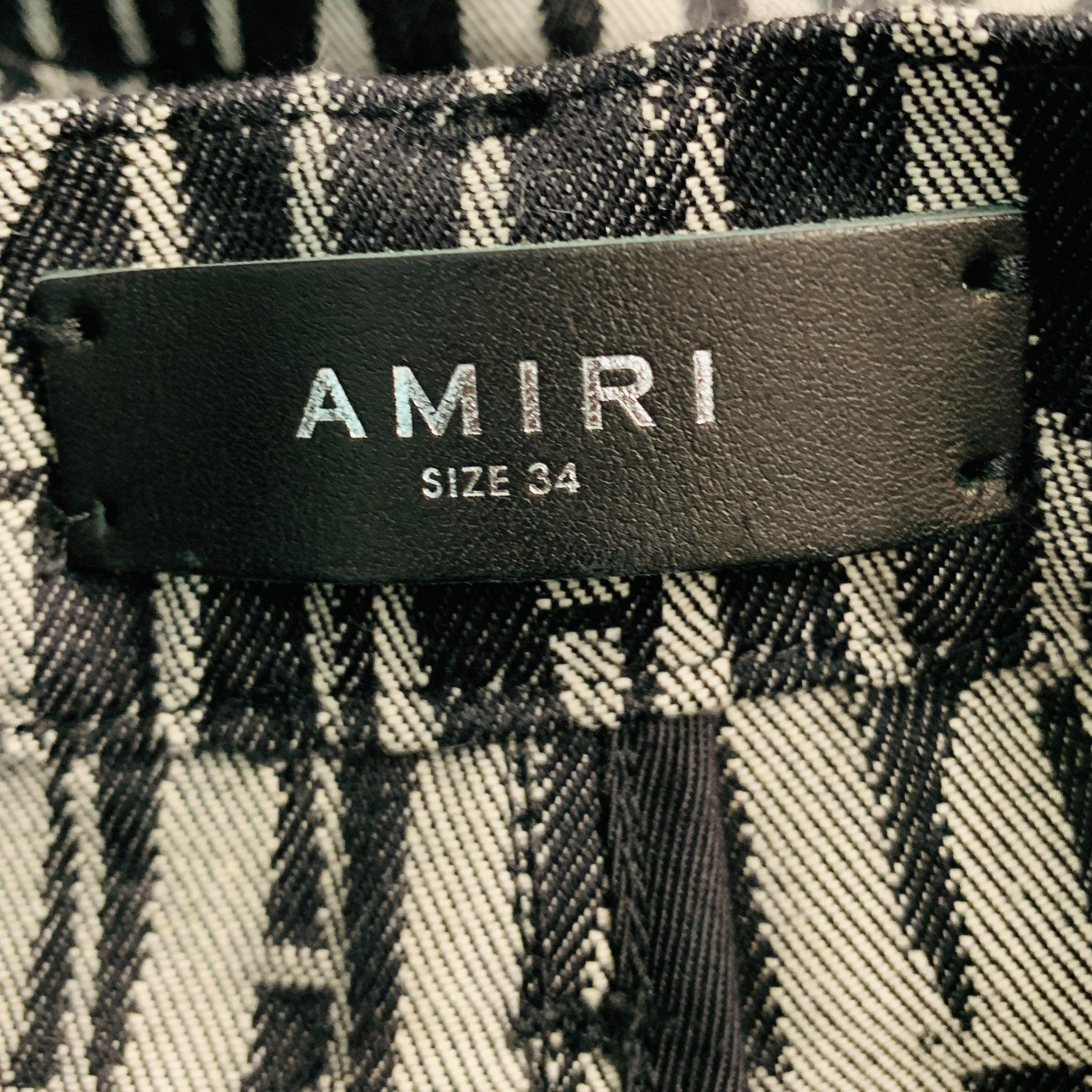 AMIRI Size 34 Black Grey Logo Cotton Jean Cut Wide Leg Casual Pants For Sale 2