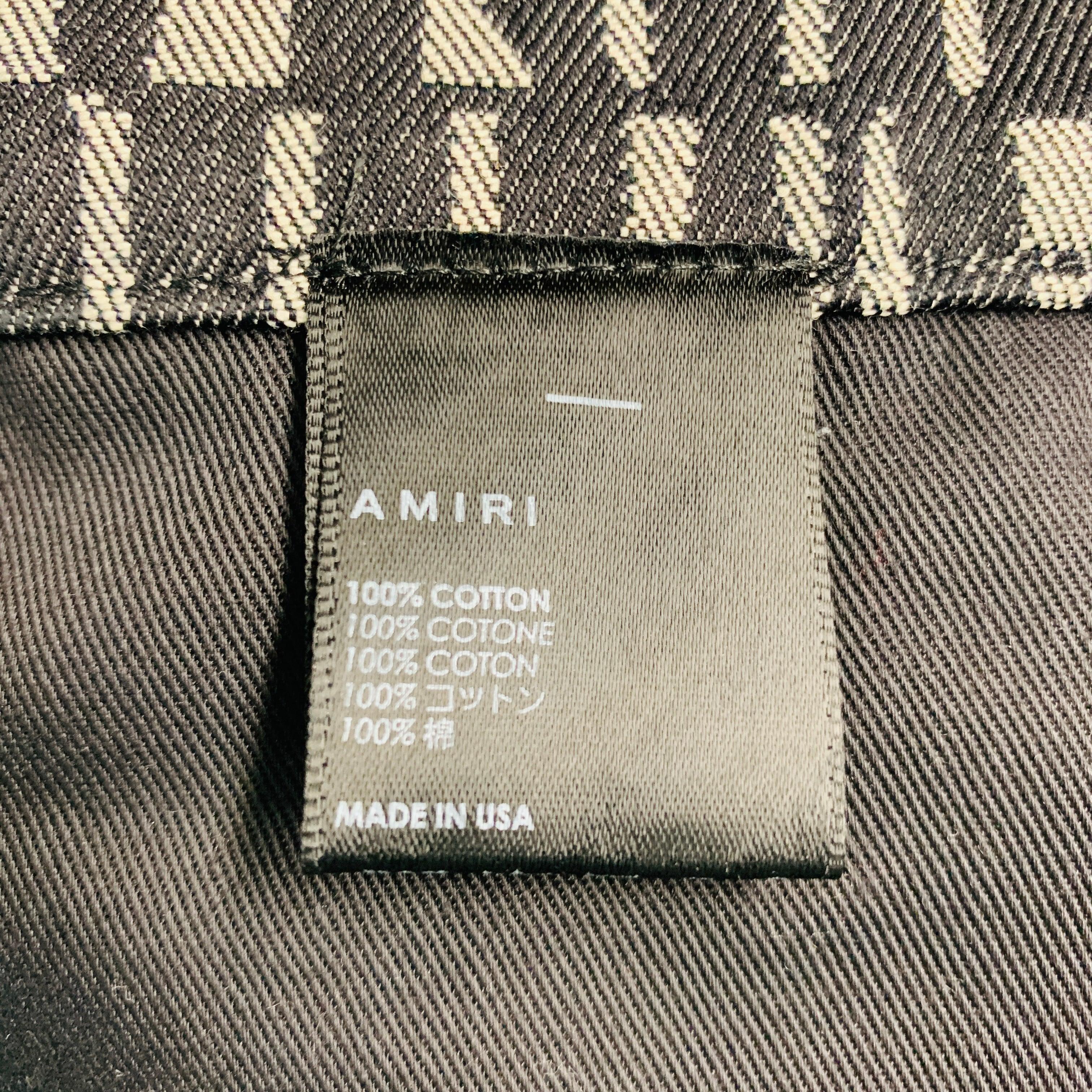 AMIRI Size 34 Black Grey Logo Cotton Jean Cut Wide Leg Casual Pants For Sale 3