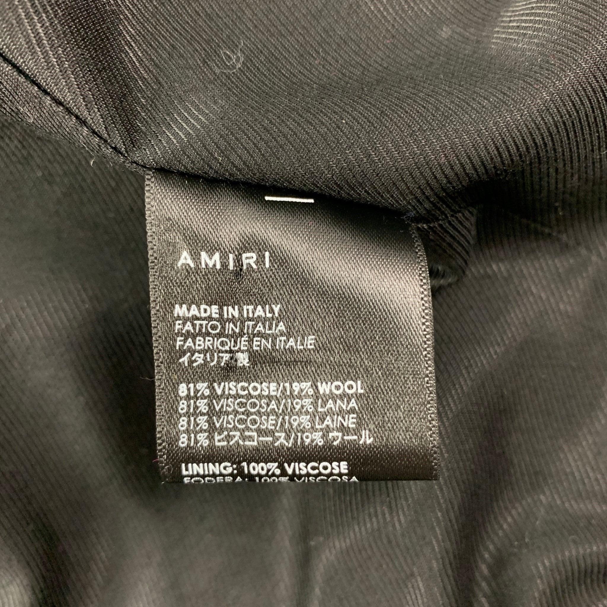 AMIRI Size 38 Black Jacquard Viscose Wool Peak Lapel Sport Coat For Sale 2