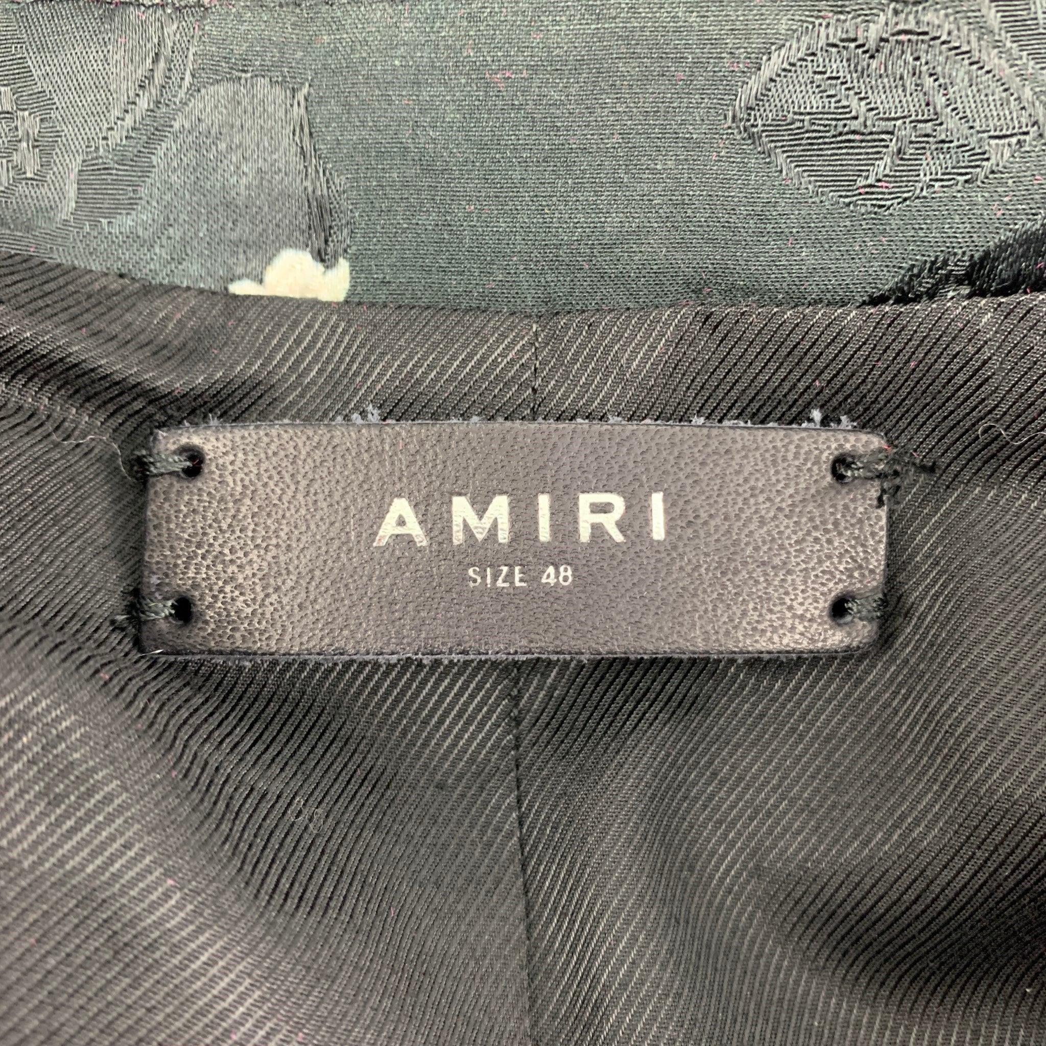 Amiri Size 38 Black Jacquard Viscose Wool Peak Lapel Sport Coat en vente 3