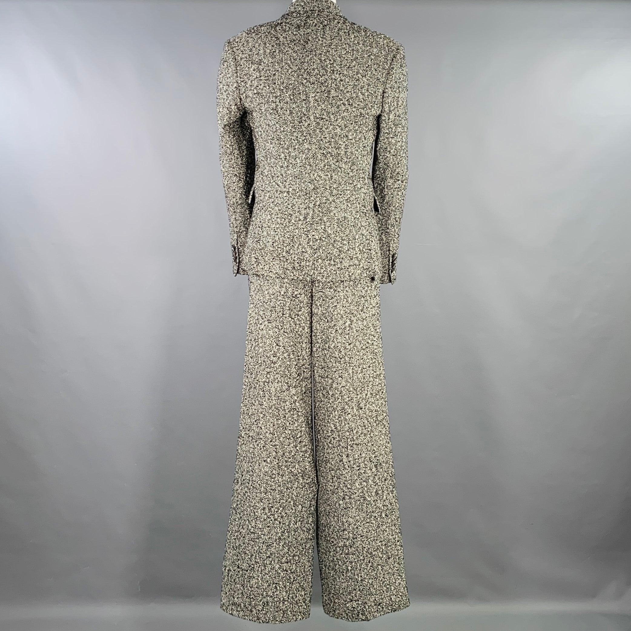 Gray AMIRI Size 40 Black White Tweed Wool Blend Double Breasted Suit