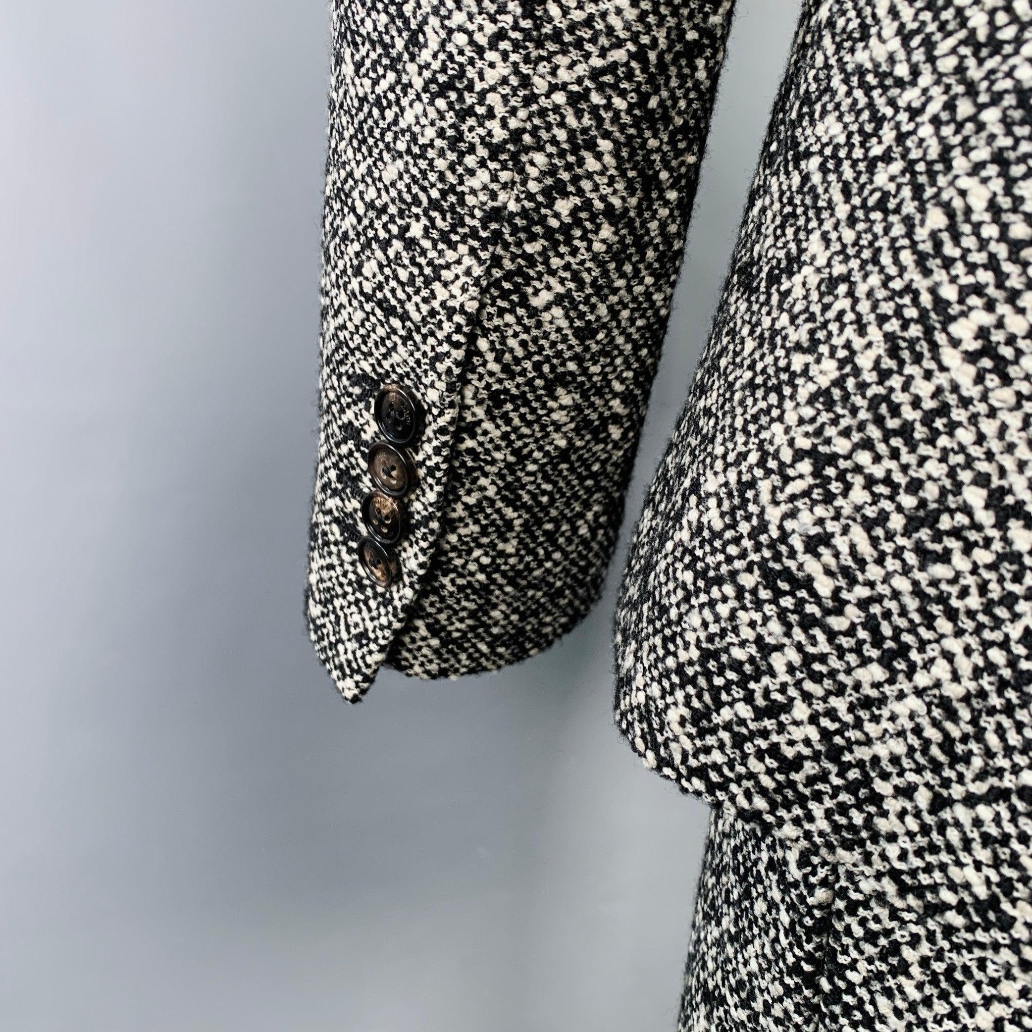 AMIRI Size 40 Black White Tweed Wool Blend Double Breasted Suit 1