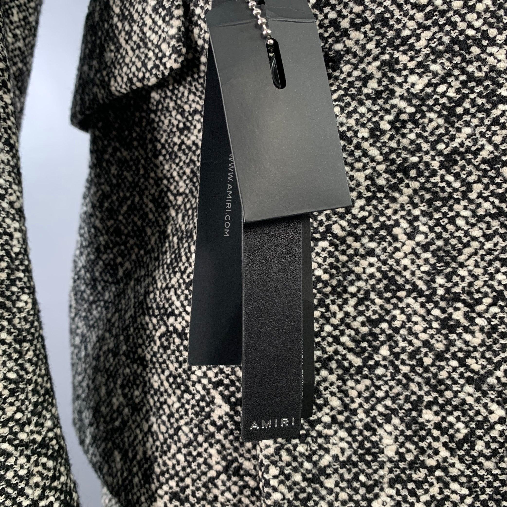 AMIRI Size 40 Black White Tweed Wool Blend Double Breasted Suit 2