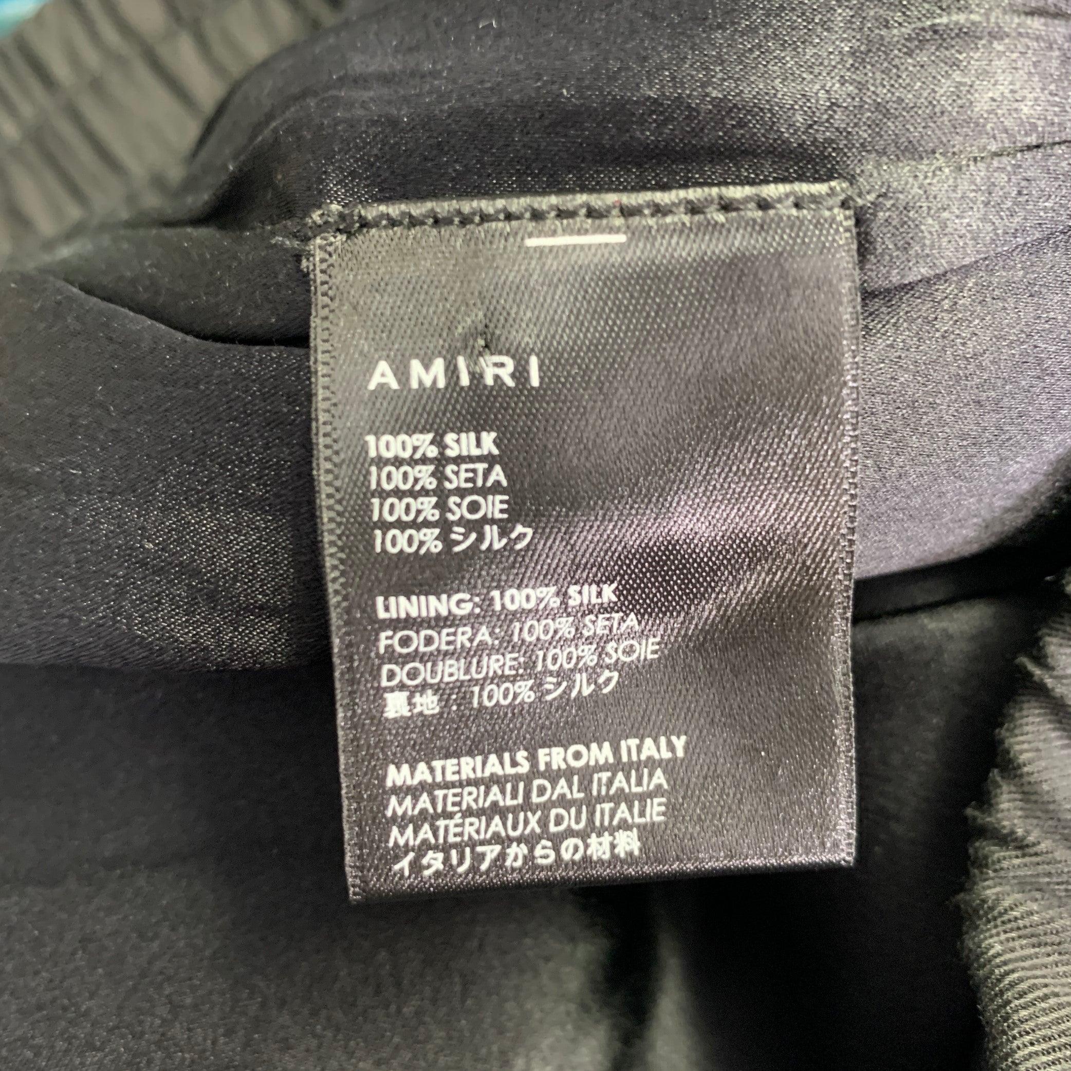 Men's AMIRI Size S Black Turquoise Plaid Silk Tuxedo Casual Pants For Sale