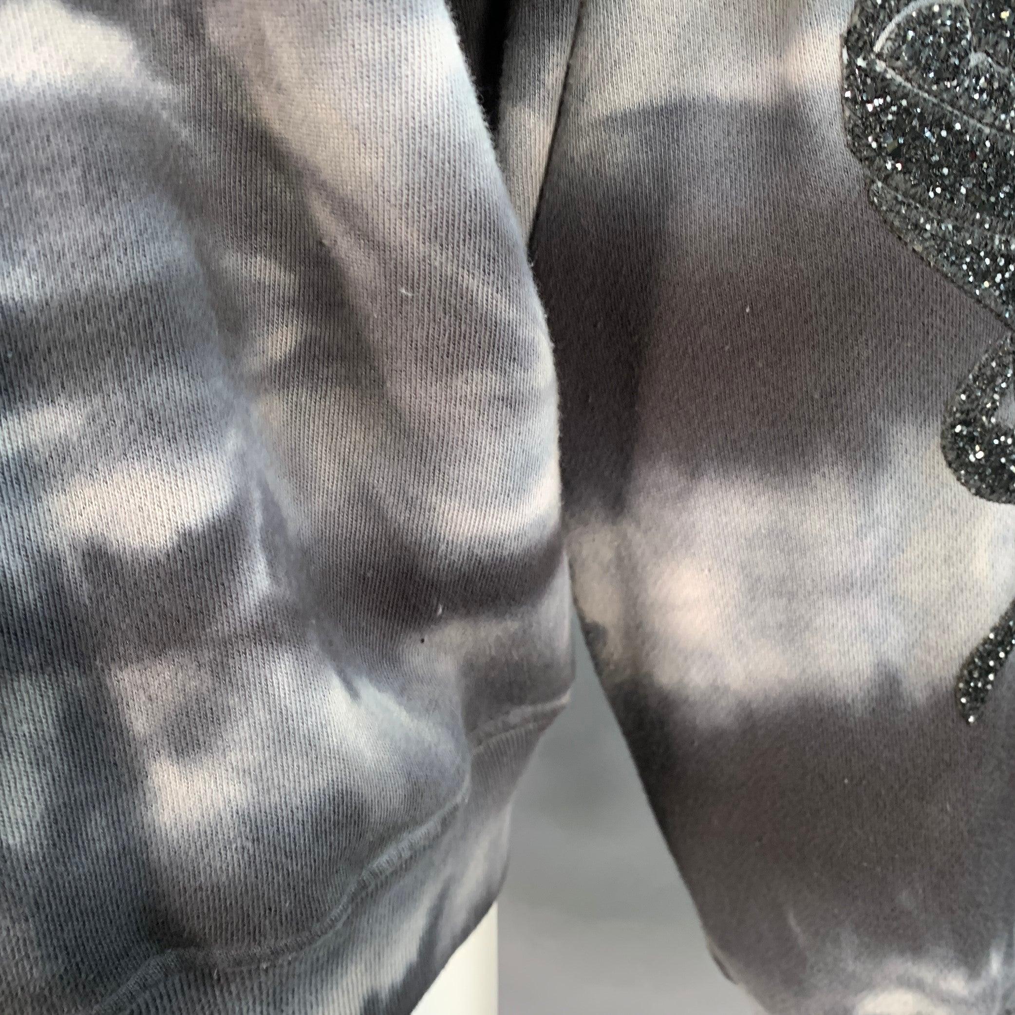 Amiri Taglia S Grigio Nero Tie Dye Glitter Applique Cotone Felpa Girocollo in vendita 3
