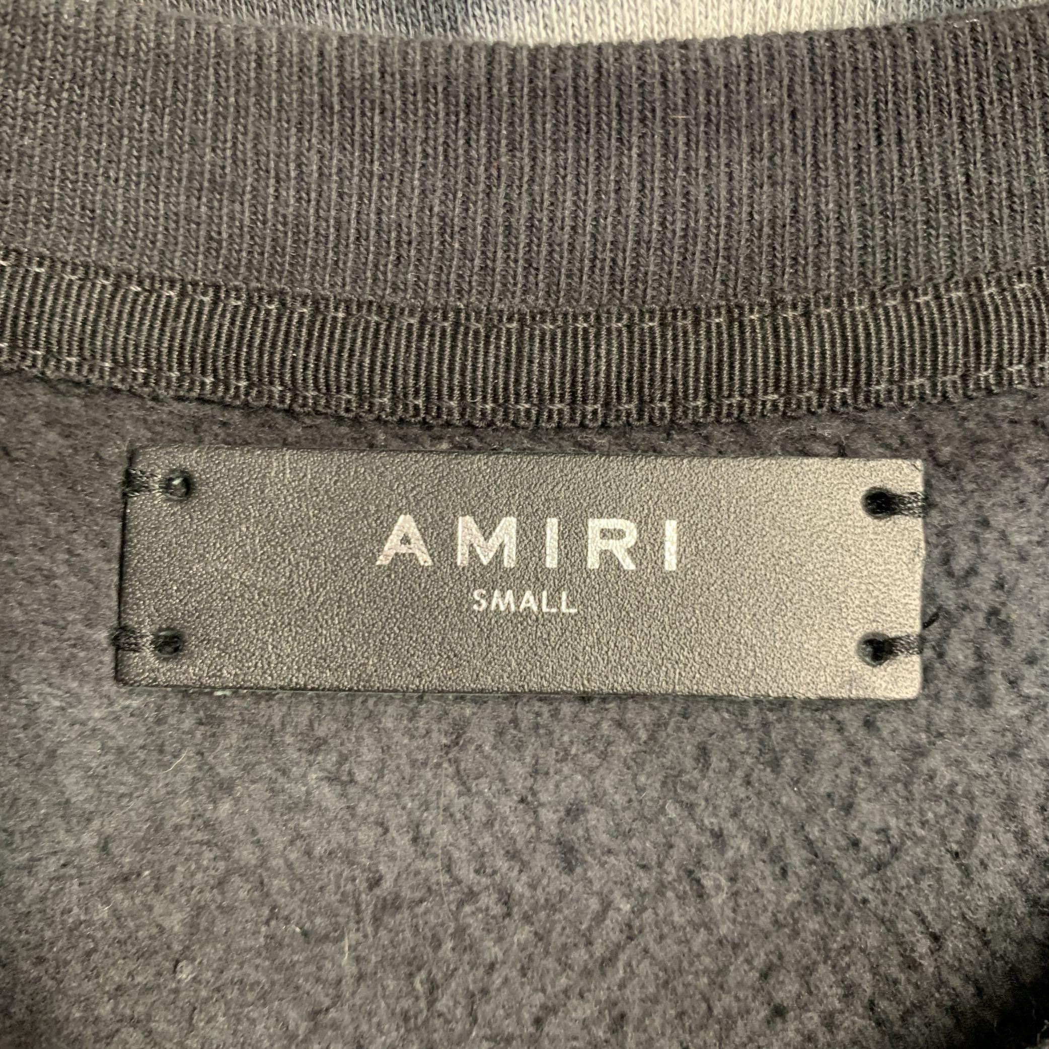 Amiri Taglia S Grigio Nero Tie Dye Glitter Applique Cotone Felpa Girocollo in vendita 4