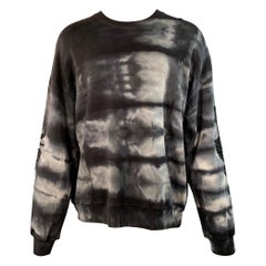 Amiri Taglia S Grigio Nero Tie Dye Glitter Applique Cotone Felpa Girocollo
