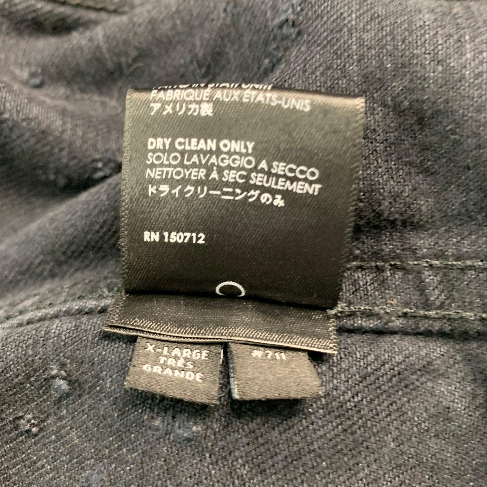 Amiri Size XL Black Grey Distressed Cotton Trucker Jacket en vente 3
