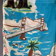 AMIRI SS23 CALIFORNIA HAWAIIAN Size 36 Blue Graphic Polyester Blend Drawstring Swim Trunks