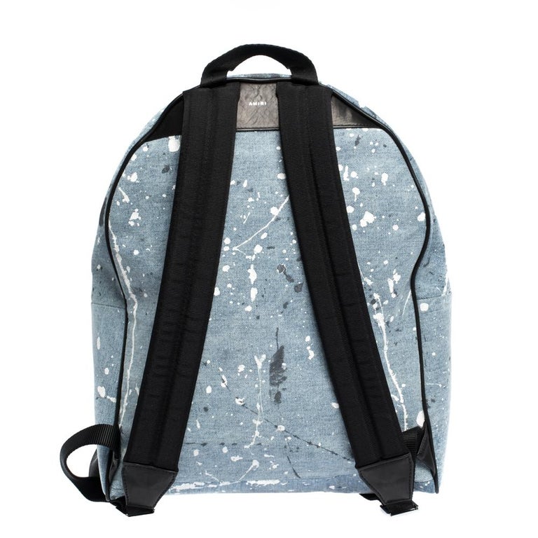 Amiri Wash Blue/Black Paint Denim and Leather Splatter  display picture 2