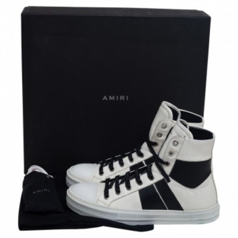 Amiri Weiß/Schwarze Sonnenuntergang High Top Turnschuhe aus Leder Größe 40 im Angebot 5