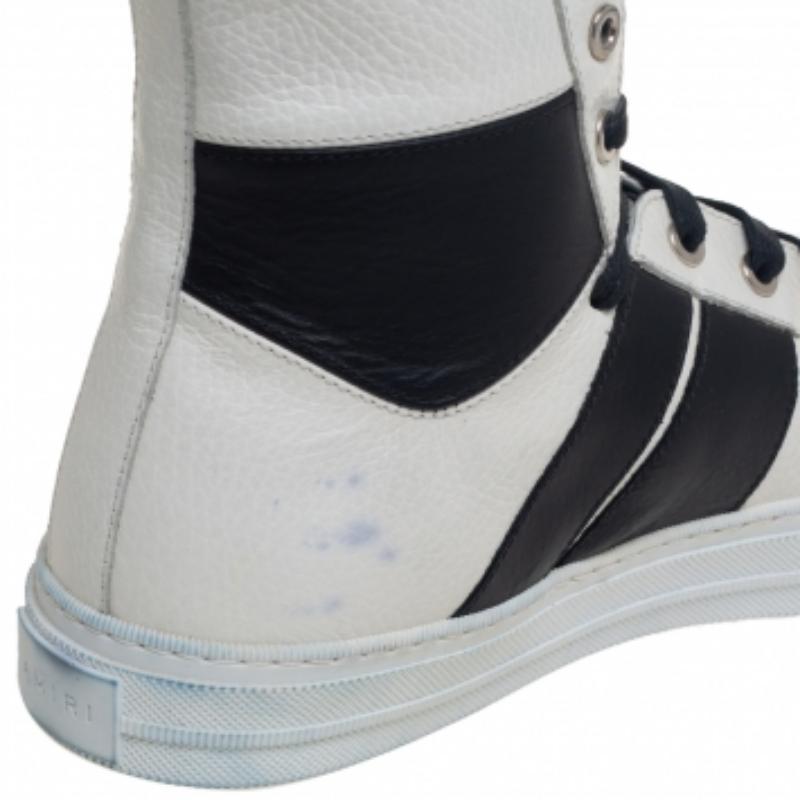 Amiri Weiß/Schwarze Sonnenuntergang High Top Turnschuhe aus Leder Größe 40 im Angebot 2