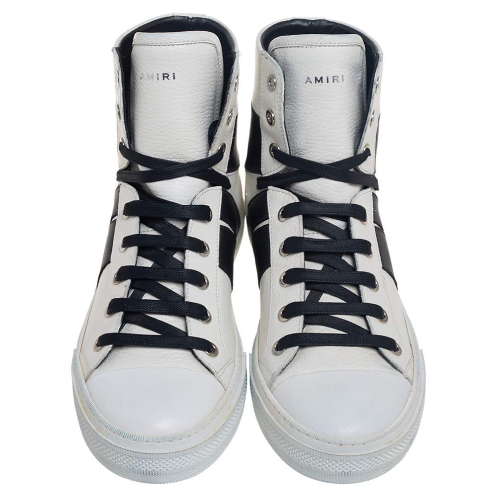 Amiri White/Black Leather Sunset High Top Sneakers Size 40 For Sale 2