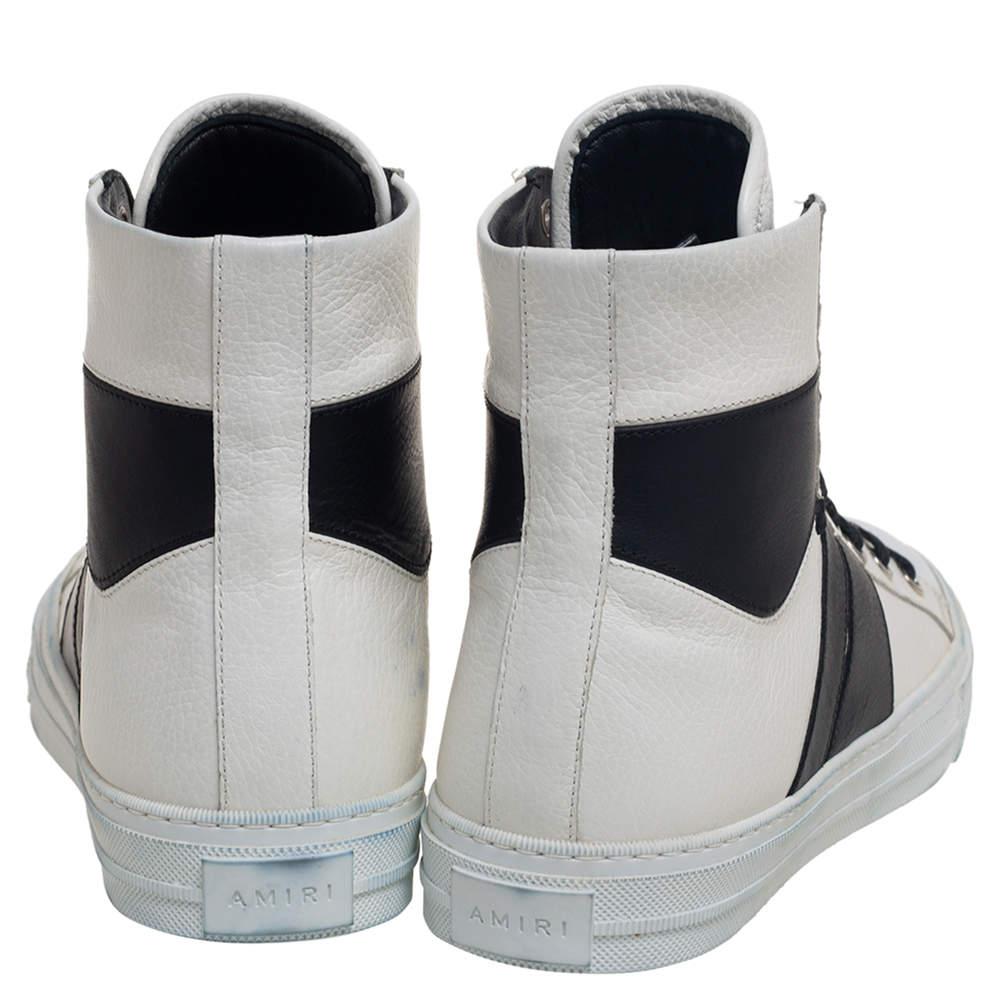 Amiri White/Black Leather Sunset High Top Sneakers Size 40 For Sale 3