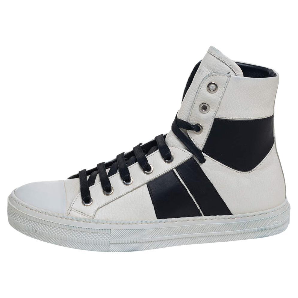 Amiri White/Black Leather Sunset High Top Sneakers Size 40