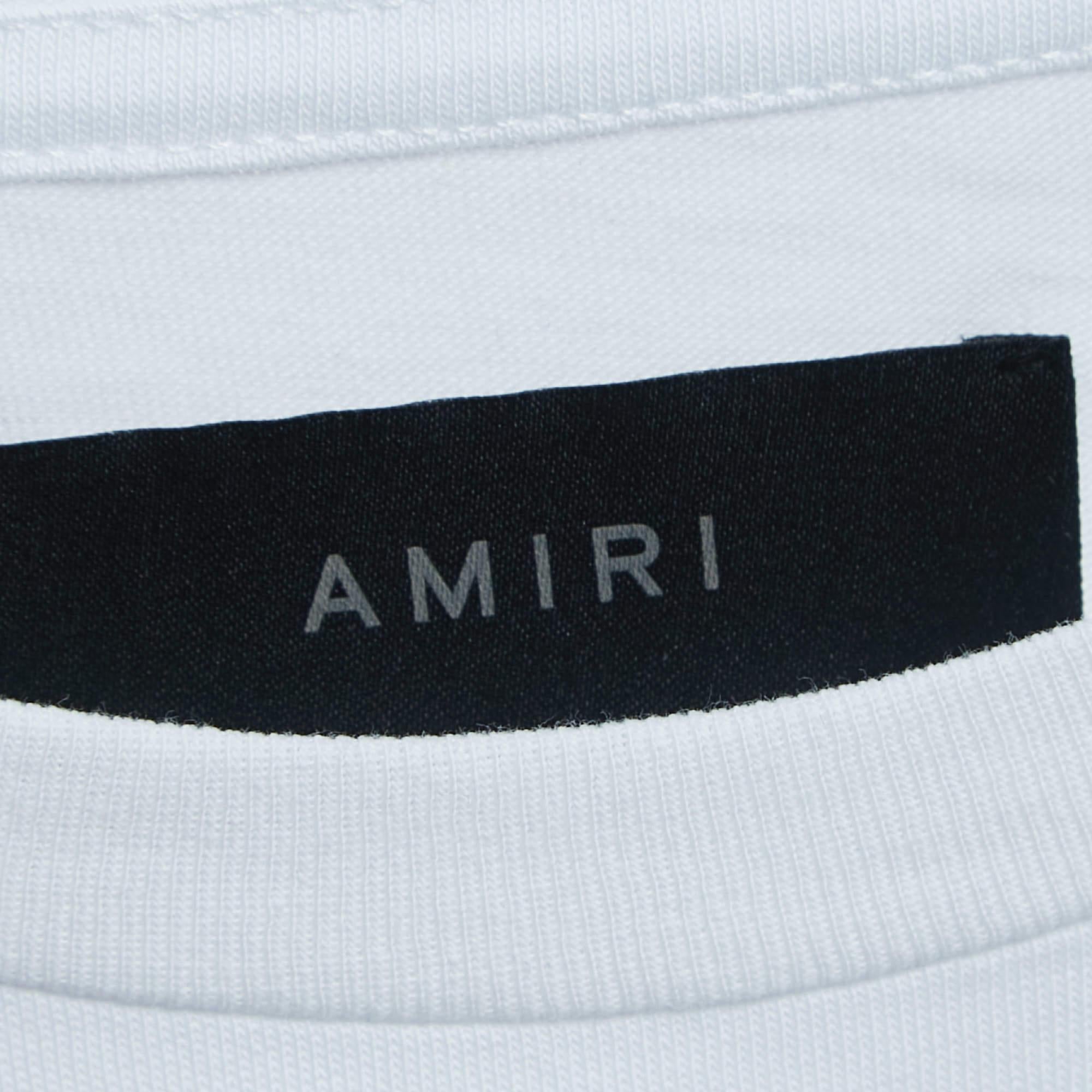 Amiri White Cotton Bandana Rabbit Logo Print T-Shirt T M. en vente 1