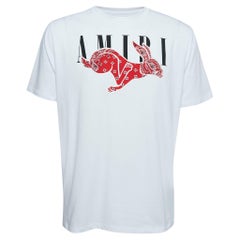 Amiri White Cotton Bandana Rabbit Logo Print T-Shirt T M.