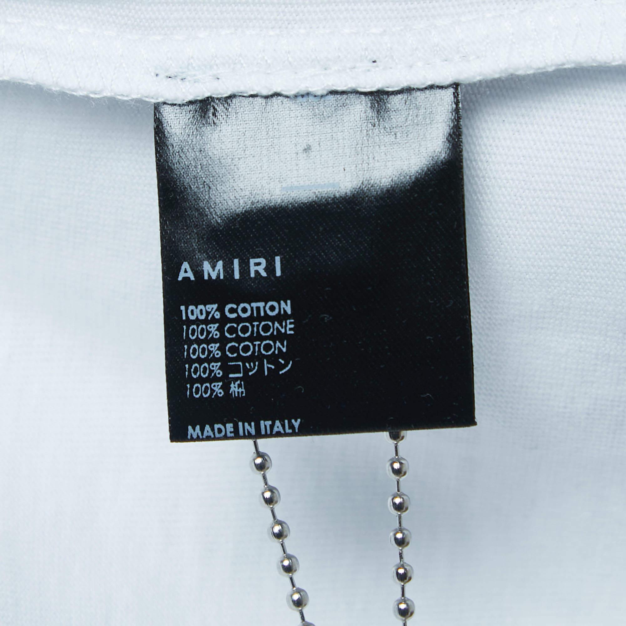 Men's Amiri White Cotton Crystal Ball Print T-Shirt M
