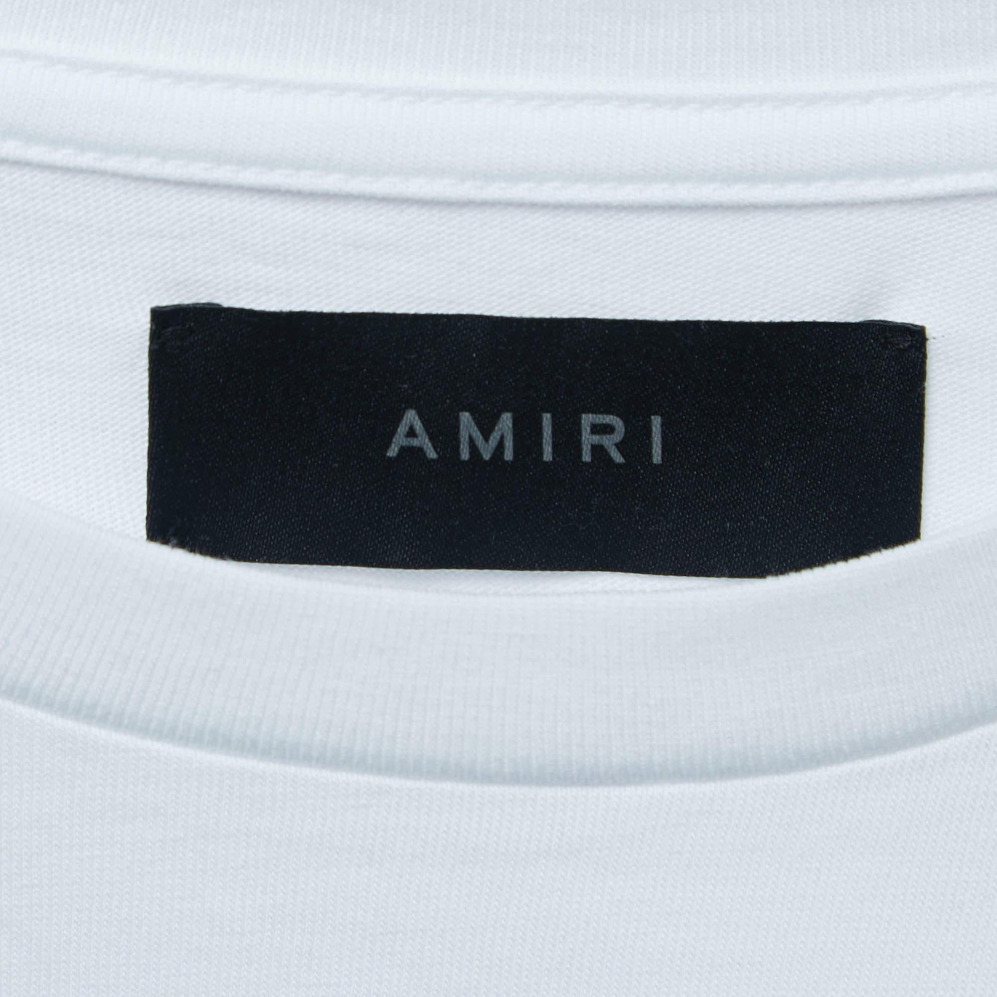 Amiri White Cotton Crystal Ball Print T-Shirt M 1
