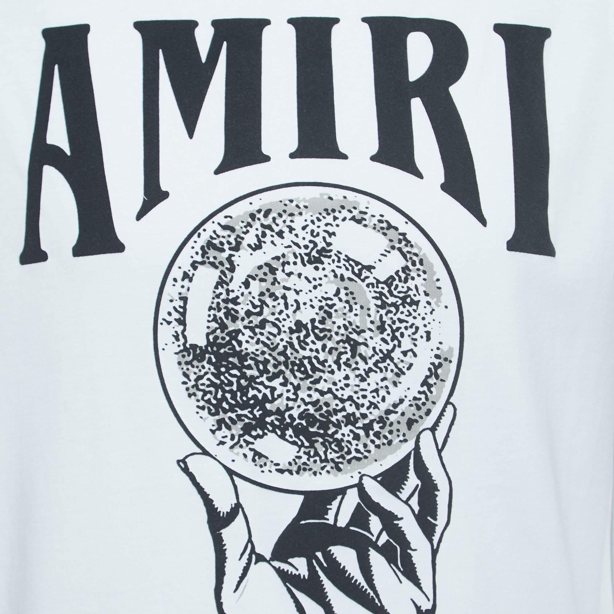 Amiri White Cotton Crystal Ball Print T-Shirt M 2