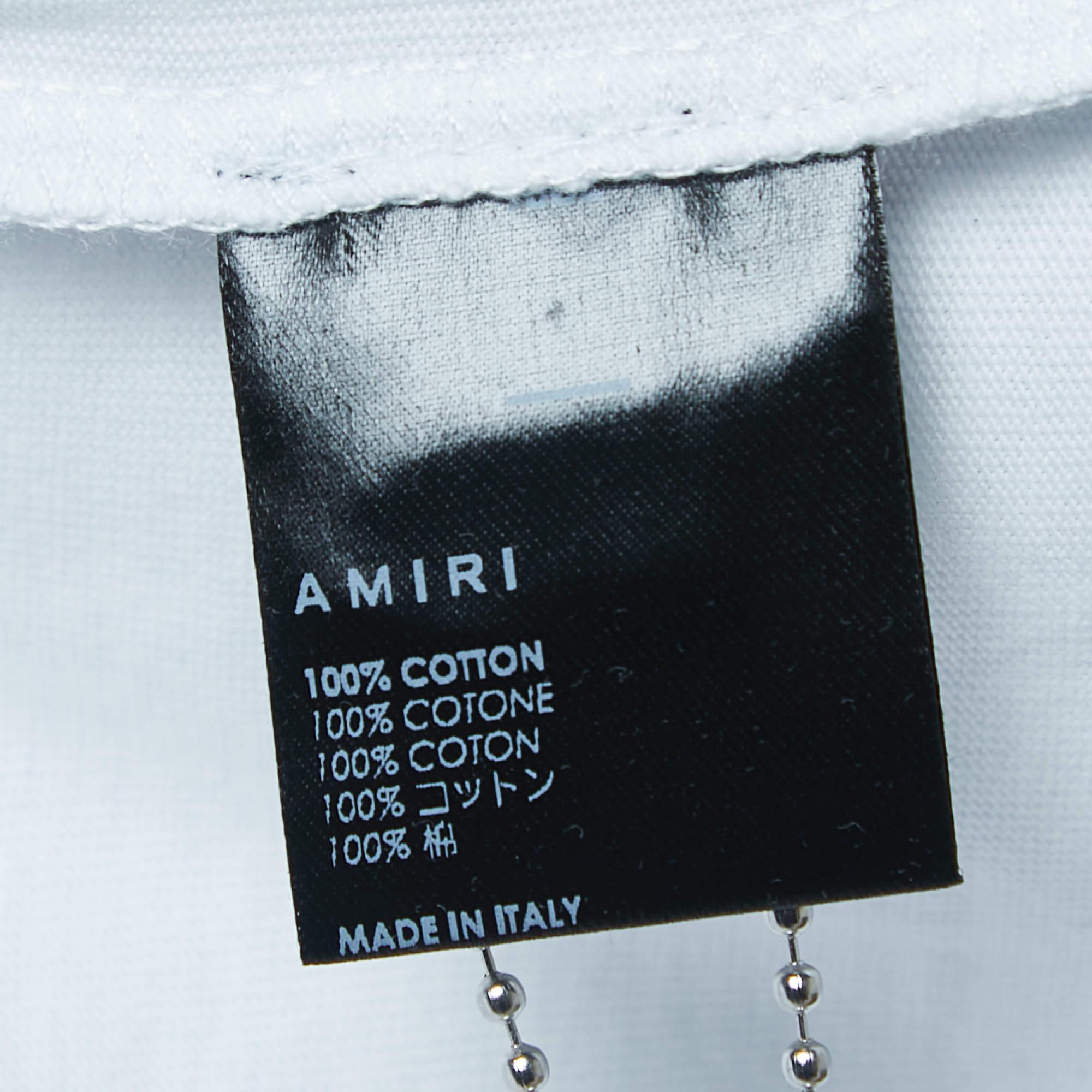 Amiri White Cotton Crystal Ball Print T-Shirt S S. Pour femmes en vente