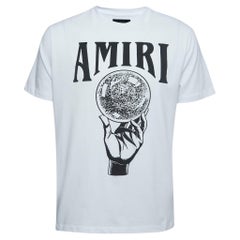 Amiri Weißes T-Shirt aus Baumwolle mit Kristallkugeldruck S