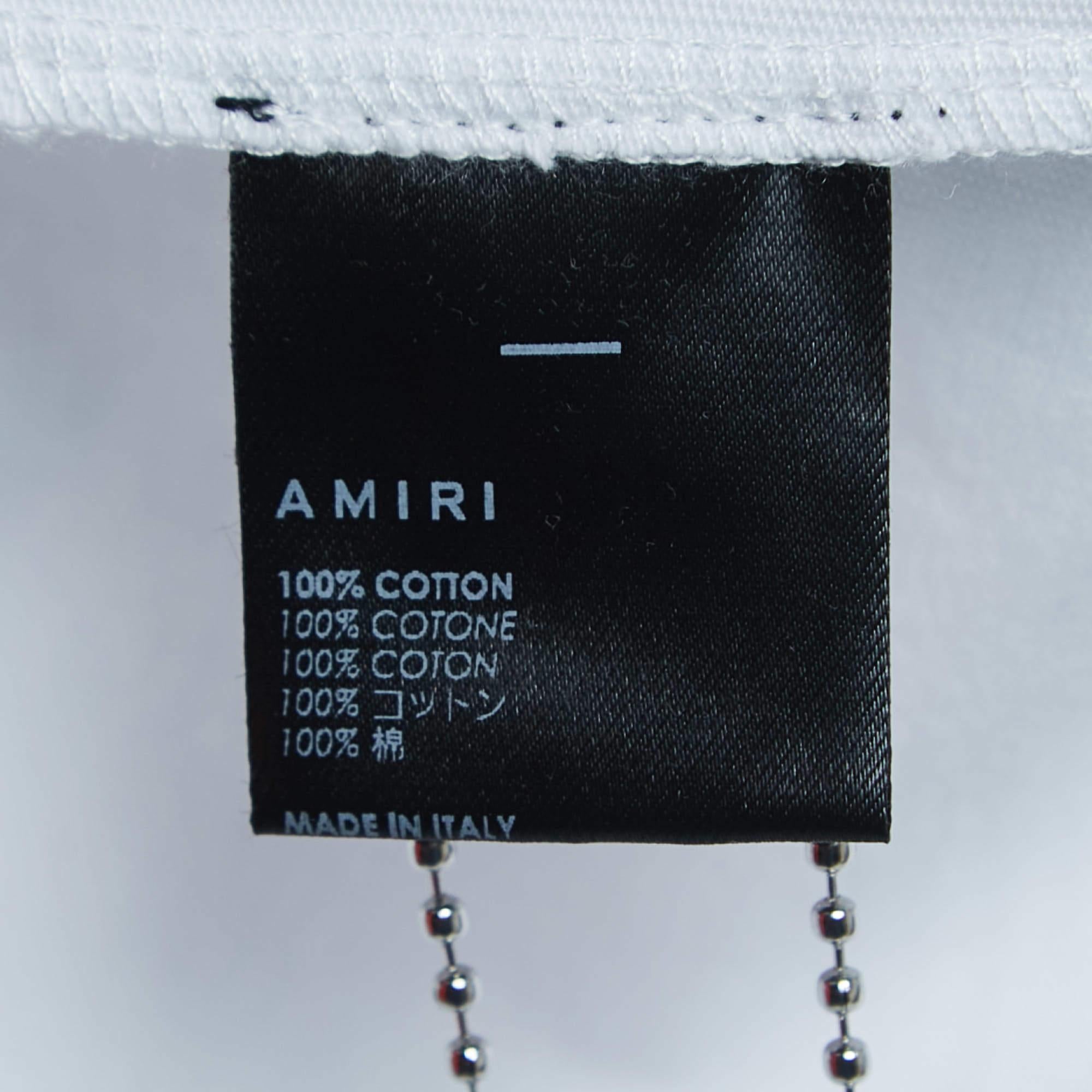 Amiri White Cotton Logo Print Pocket T-Shirt L For Sale 1
