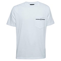 Amiri White Cotton Logo Print Pocket T-Shirt L