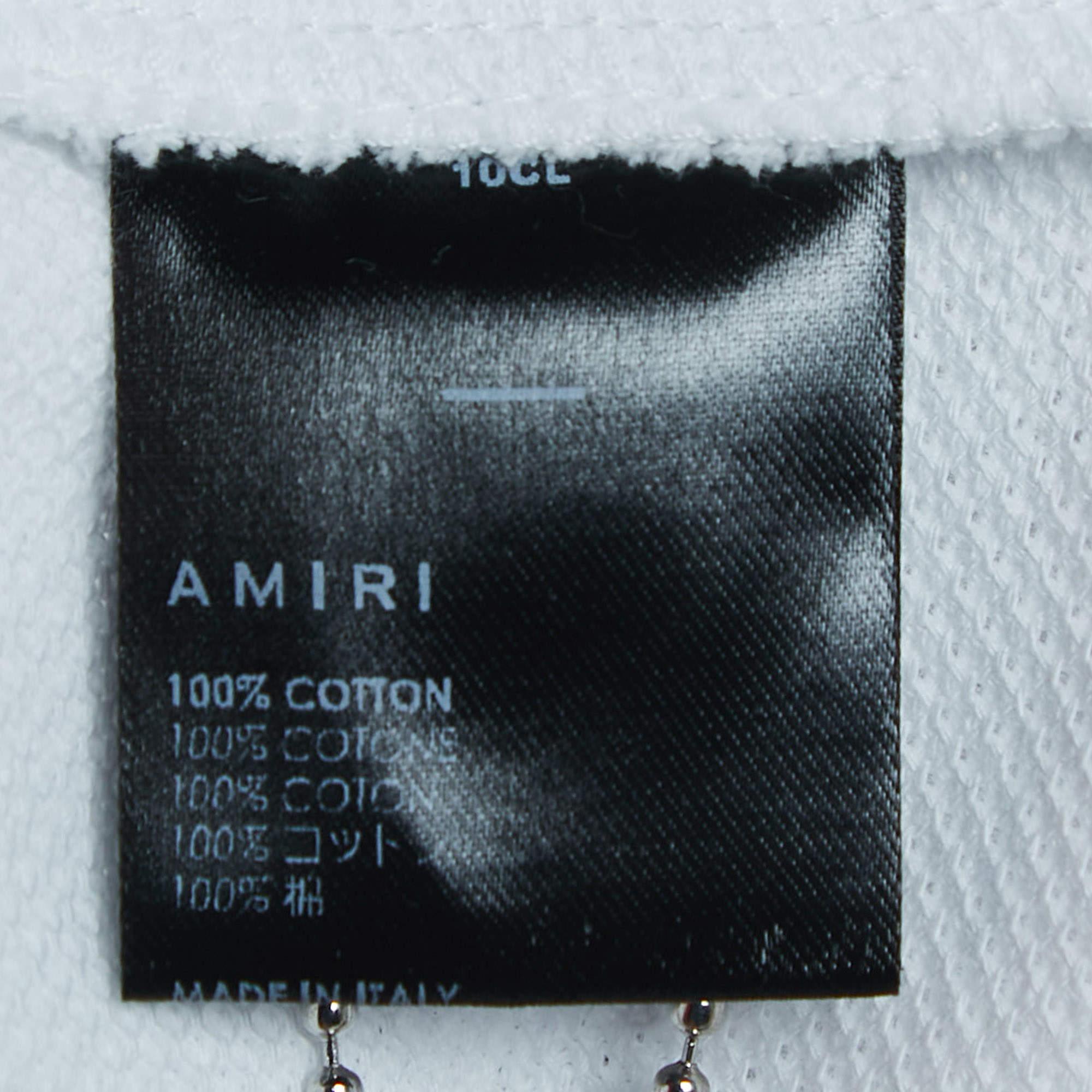 Amiri White Cotton Pique Logo Polo T-Shirt M 1