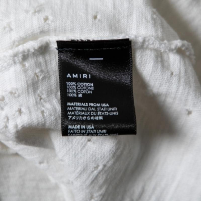 Amiri White Distressed Cotton Crew Neck T-Shirt M. M. en vente 1