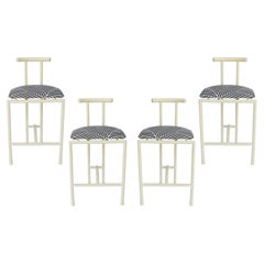 Retro Amisco 1989 “Tokyo” Postmodern White Tubular Stools