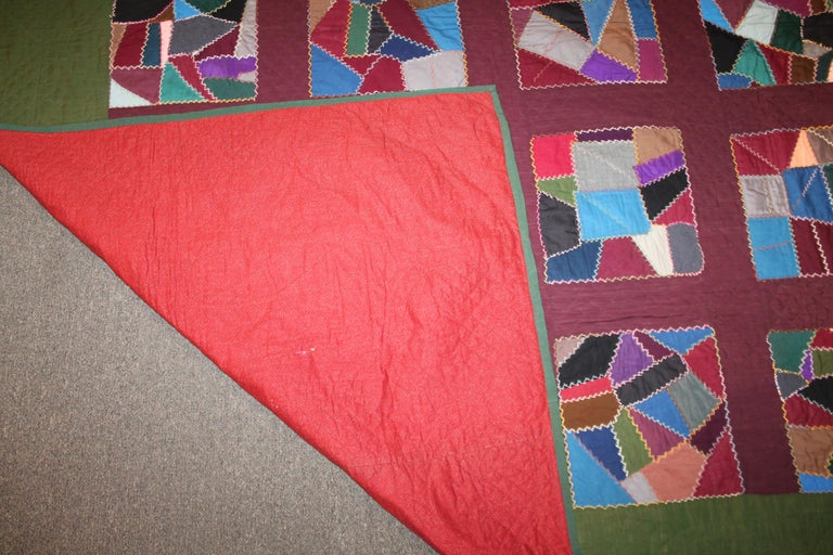 Amish 1920s Wool Contained Crazy Quilt Lancaster Co.Pa. For Sale at 1stDibs amish quilts for