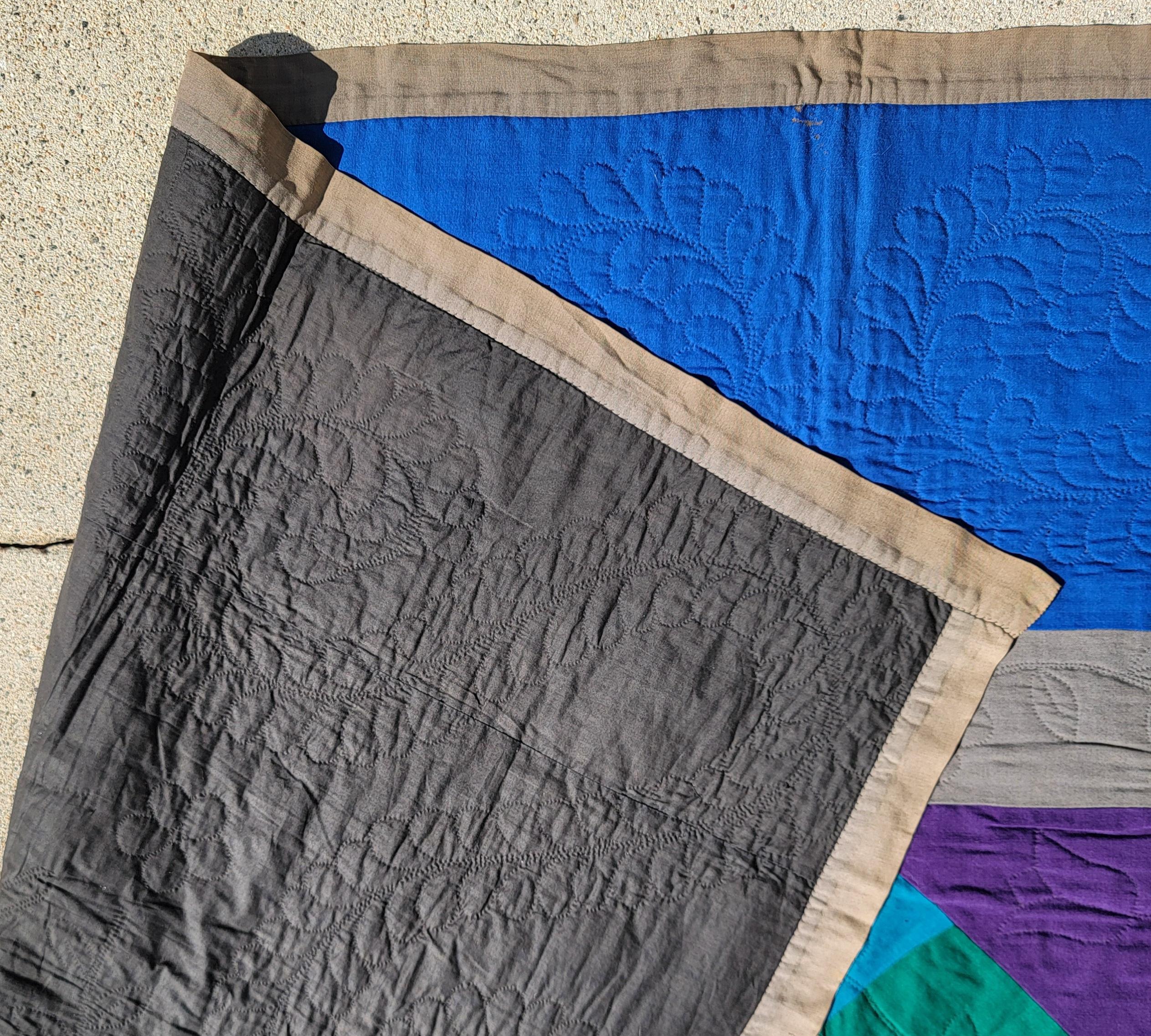 Americano Amish All Wool Lancaster Co. Pa Diamond in A Square Quilt in vendita