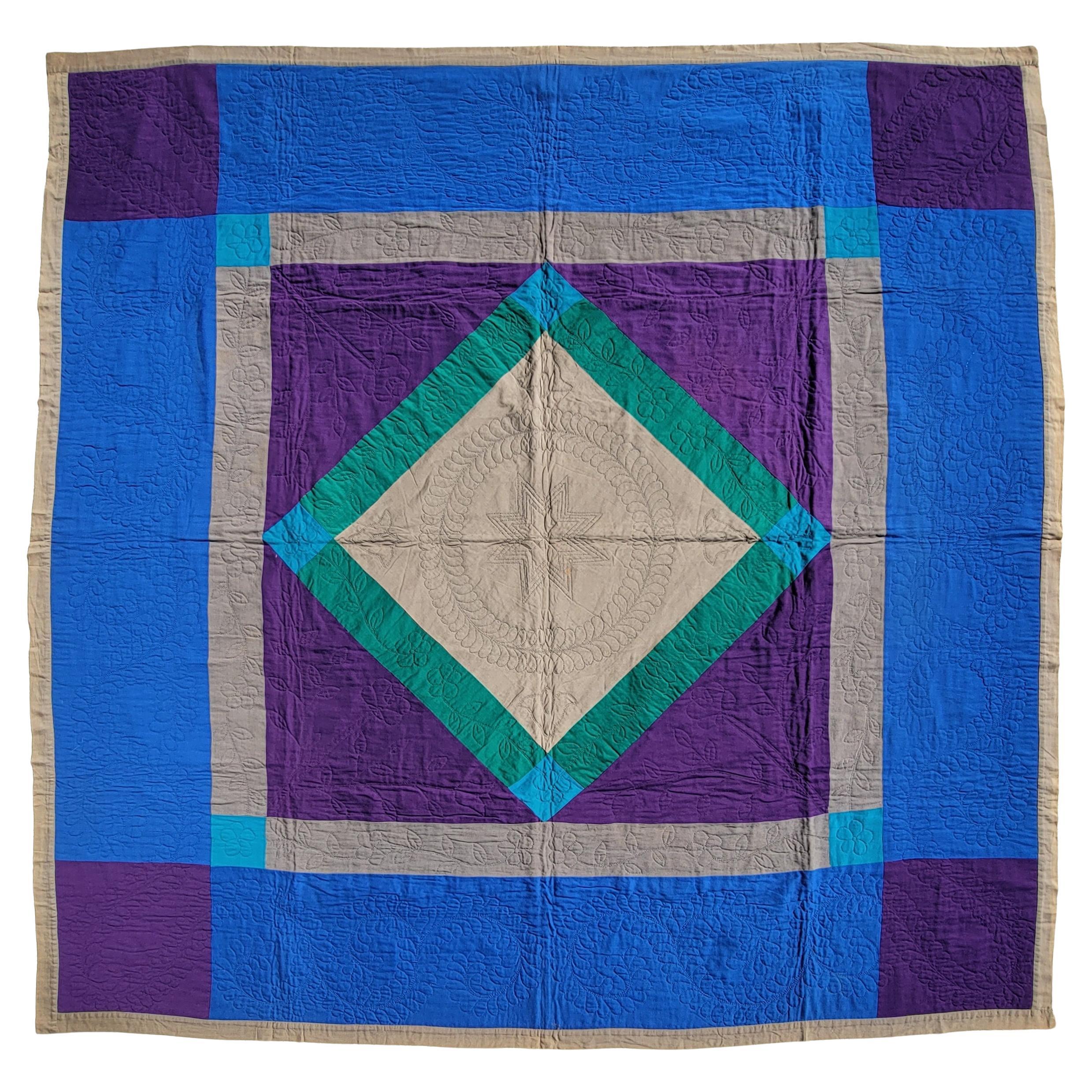 Amish All Wool Lancaster Co. Pa Diamond in A Square Quilt