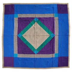Antique Amish All Wool Lancaster Co. Pa Diamond in A Square Quilt