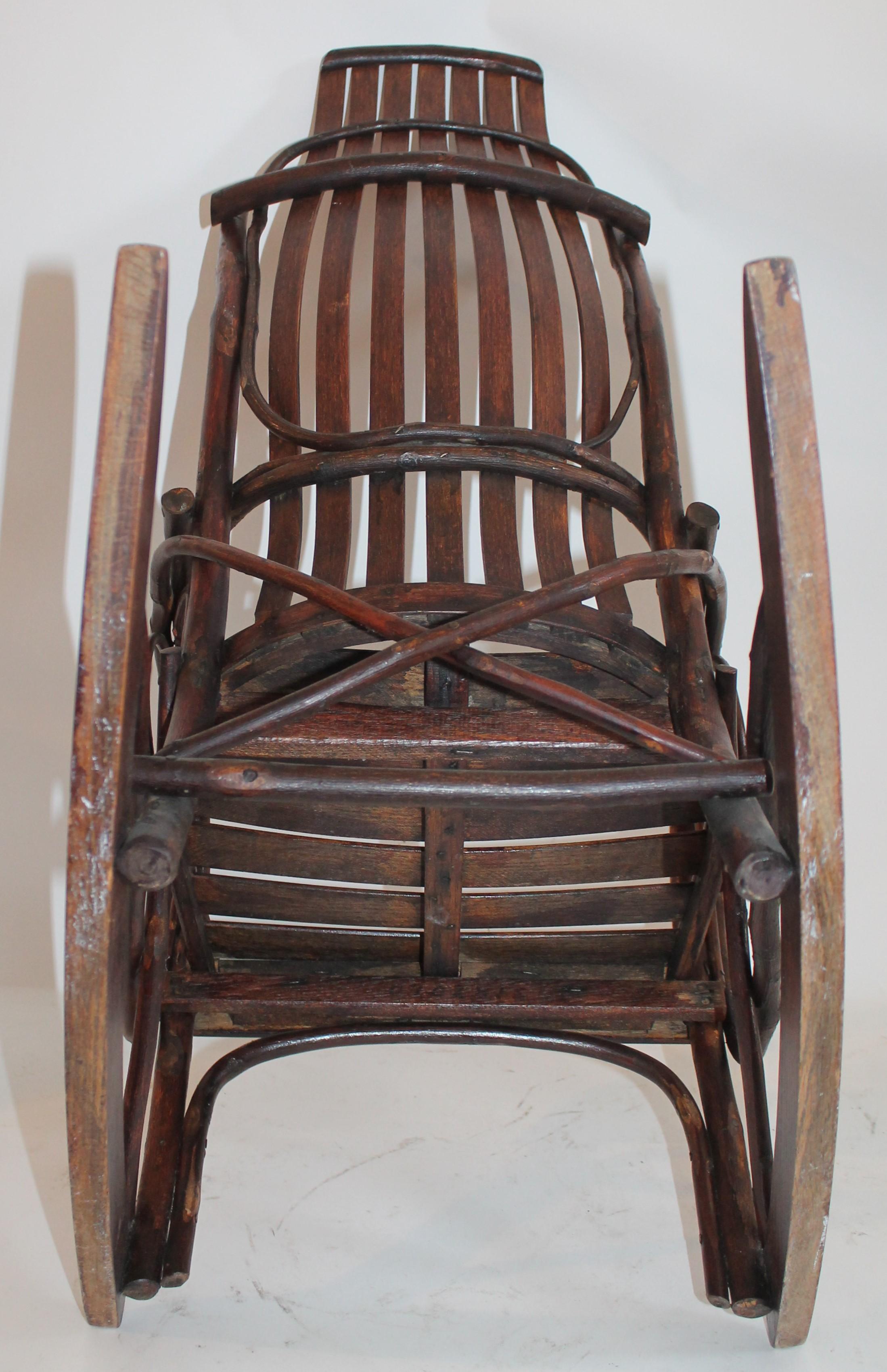 Hand-Crafted Amish Bent Wood Child's Rocking Chair For Sale