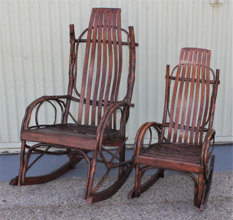 Amish Bent Wood Rocking Chairs, Adults and Child's, 2 at 1stDibs